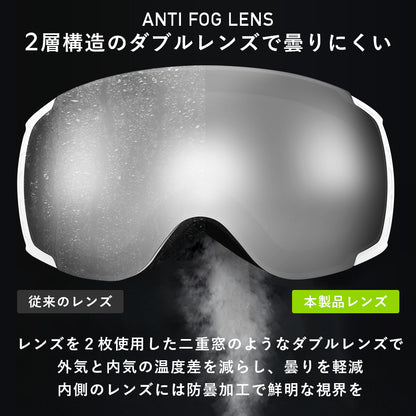 Qunature スノーゴーグル ダブルレンズ 球面 曇り止め UVカット