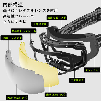 Qunature スノーゴーグル ダブルレンズ 球面 曇り止め UVカット