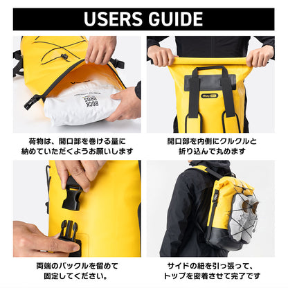 Qunature 防水バックパック 20L ロールトップ式 シームレス縫製