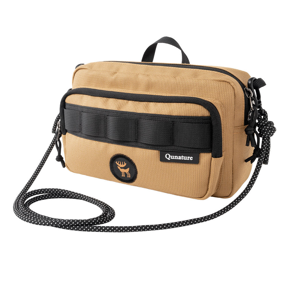Qunature ショルダーバッグ 2WAY 約2.5L 撥水 耐裂 ダブルファスナー サブバッグ