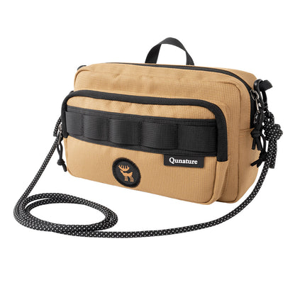 Qunature ショルダーバッグ 2WAY 約2.5L 撥水 耐裂 ダブルファスナー サブバッグ