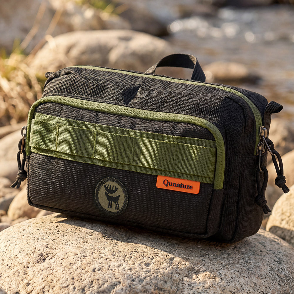 Qunature ショルダーバッグ 2WAY 約2.5L 撥水 耐裂 ダブルファスナー サブバッグ