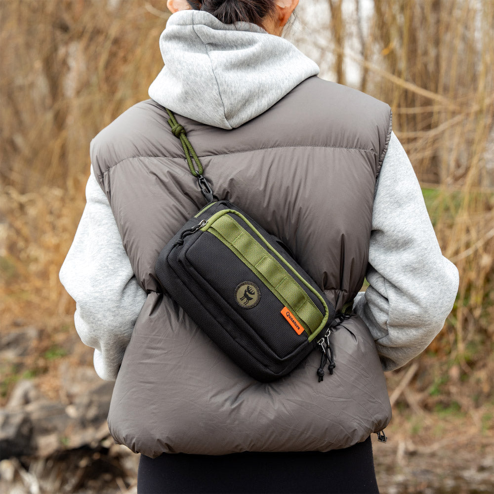 Qunature ショルダーバッグ 2WAY 約2.5L 撥水 耐裂 ダブルファスナー サブバッグ