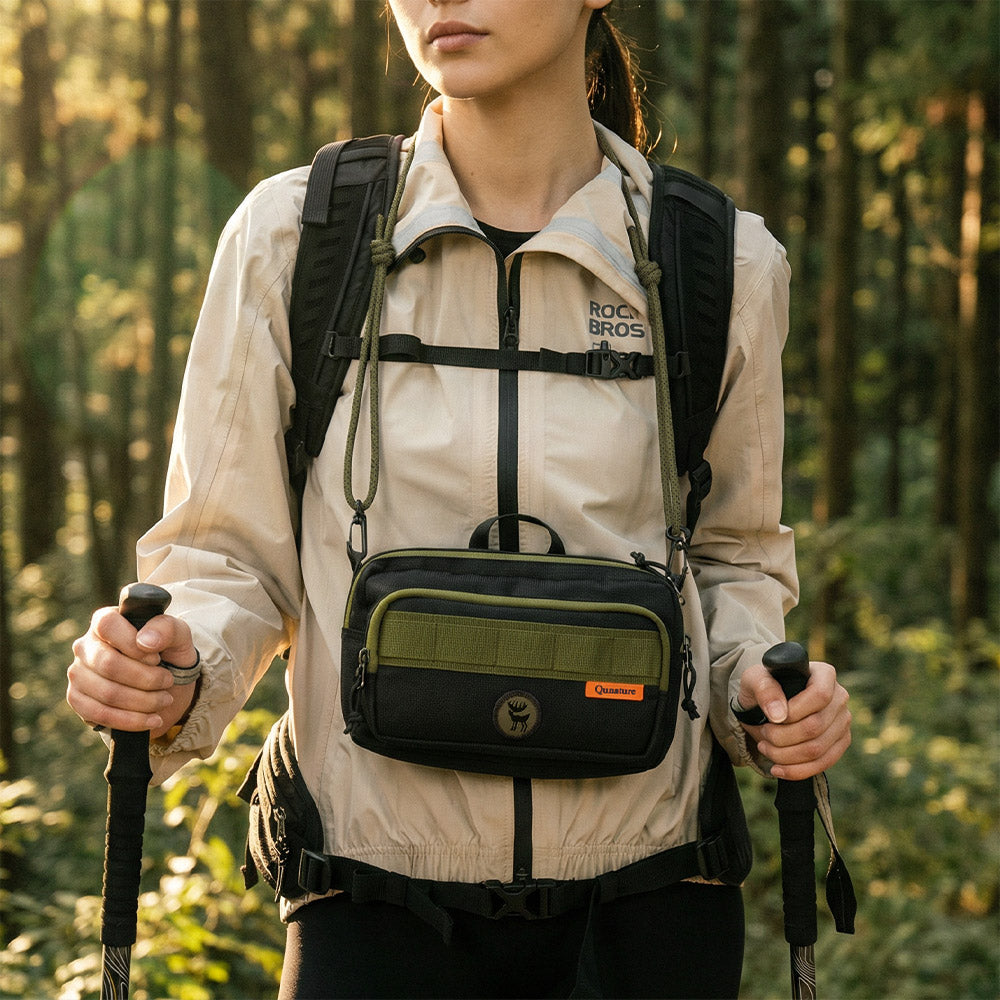 Qunature ショルダーバッグ 2WAY 約2.5L 撥水 耐裂 ダブルファスナー サブバッグ