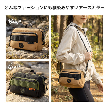 Qunature ショルダーバッグ 2WAY 約2.5L 撥水 耐裂 ダブルファスナー サブバッグ