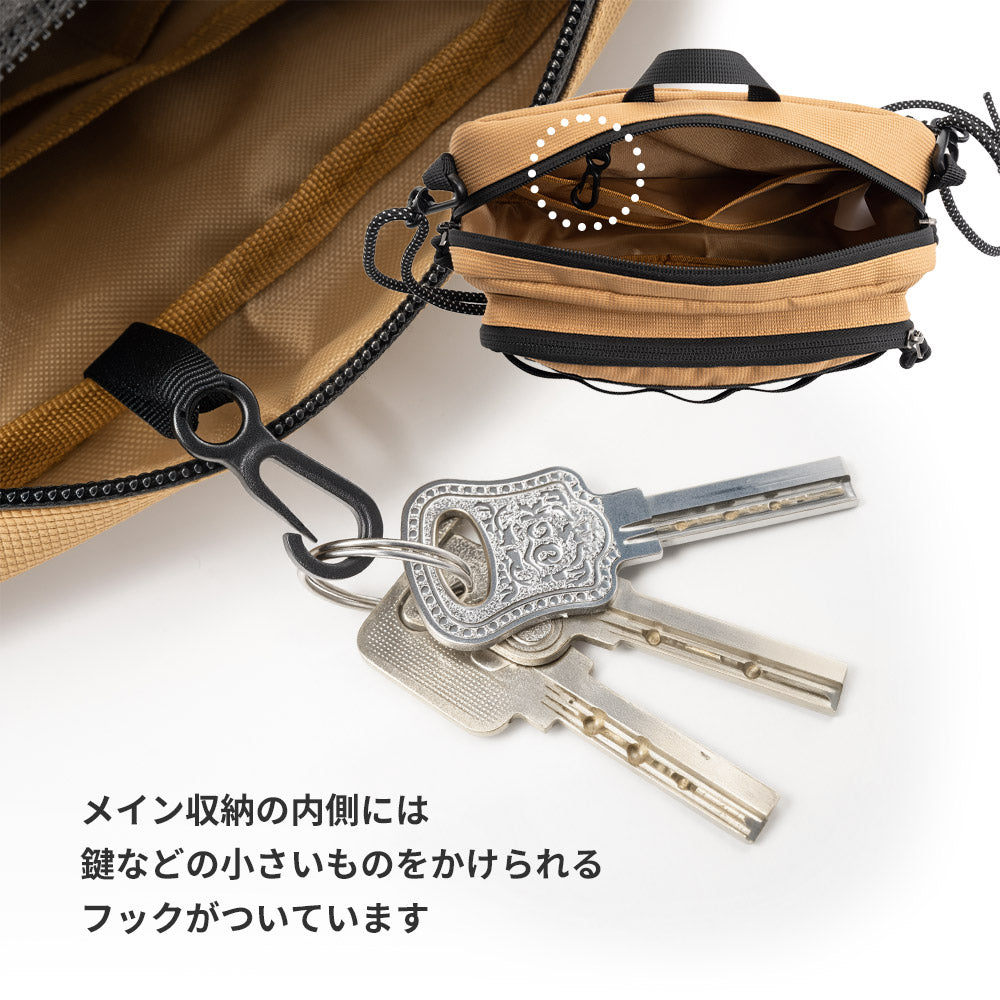 Qunature ショルダーバッグ 2WAY 約2.5L 撥水 耐裂 ダブルファスナー サブバッグ