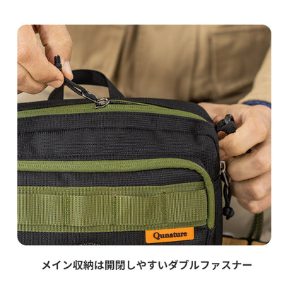 Qunature ショルダーバッグ 2WAY 約2.5L 撥水 耐裂 ダブルファスナー サブバッグ