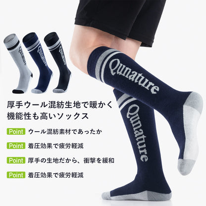 Qunature ウールソックス 極厚手 ハイソックス 保温 男女兼用