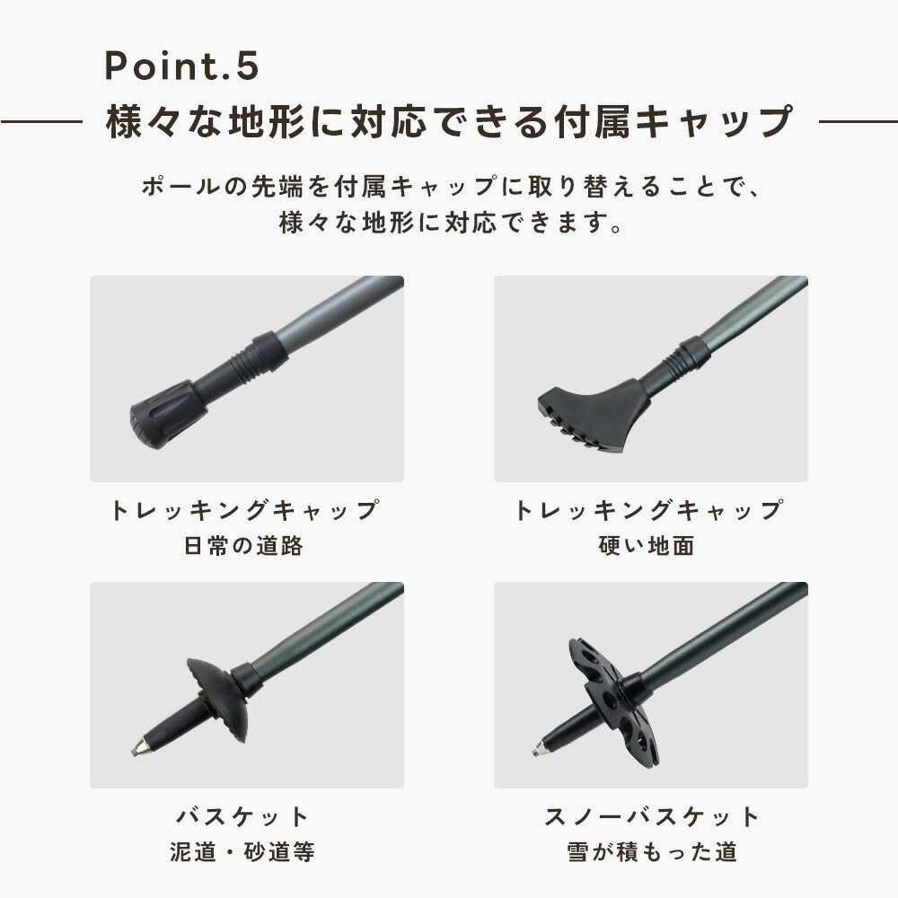 Qunature トレッキングポール 三段折りたたみ 7075アルミ 2本セット 商品画像8