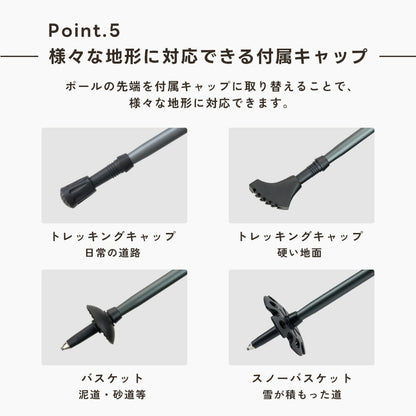 Qunature トレッキングポール 三段折りたたみ 7075アルミ 2本セット 商品画像8