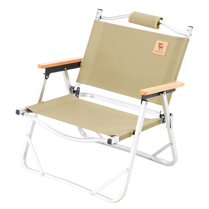 Qunature アウトドアチェア ローチェア 耐荷重120kg 木目アーム 折りたたみ