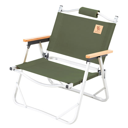 Qunature アウトドアチェア ローチェア 耐荷重120kg 木目アーム 折りたたみ