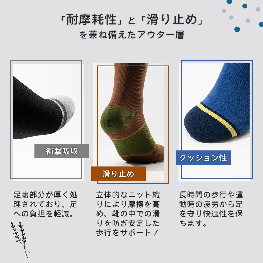 Qunature 防水ソックス 3層構造 透湿 衝撃吸収 厚手 アウトドア 男女兼用 商品画像3