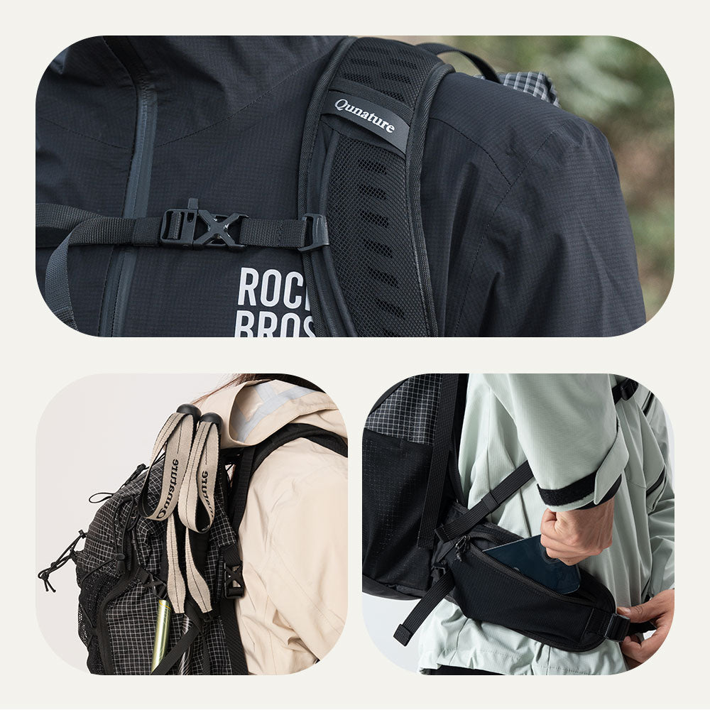 Qunature バックパック 30L+5L 拡張 ハイドレーション対応 ホイッスル付き 商品画像15