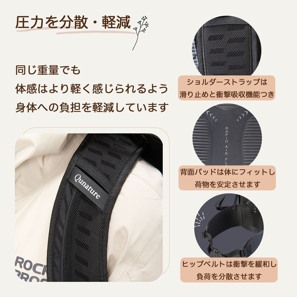 Qunature バックパック 30L+5L 拡張 ハイドレーション対応 ホイッスル付き 商品画像8
